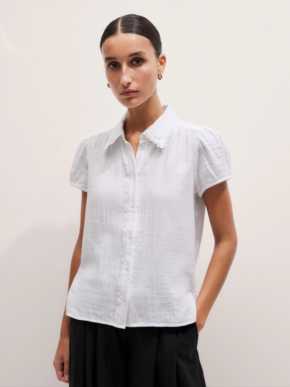 ME + EM Summer Trim Blouse, Cotton Cheesecloth Material, Sz 6